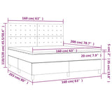Letto a Molle con Materasso e LED Tortora 160x200 cm in Tessuto