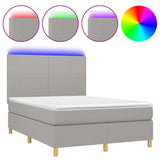 Letto a Molle Materasso e LED Grigio Chiaro 140x190 cm Tessuto