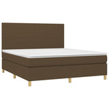Letto a Molle Materasso e LED Marrone Scuro 160x200 cm Tessuto