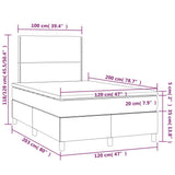 Letto a Molle Materasso e LED Grigio Scuro 120x200cm in Tessuto