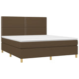 Letto a Molle Materasso e LED Marrone Scuro 160x200 cm Tessuto