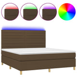 Letto a Molle Materasso e LED Marrone Scuro 160x200 cm Tessuto