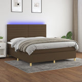Letto a Molle Materasso e LED Marrone Scuro 160x200 cm Tessuto