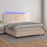Giroletto Molle Materasso e LED Cappuccino 140x190cm Similpelle