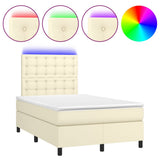 Giroletto Molle con Materasso e LED Crema 120x200cm Similpelle