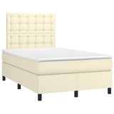 Giroletto Molle con Materasso e LED Crema 120x200cm Similpelle