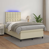 Giroletto Molle con Materasso e LED Crema 120x200cm Similpelle