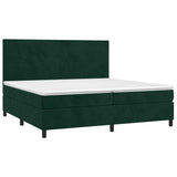 Letto a Molle con Materasso e LED Verde Scuro 200x200cm Velluto