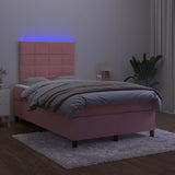 Letto a Molle con Materasso e LED Rosa 120x200 cm in Velluto