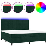 Letto a Molle con Materasso e LED Verde Scuro 200x200cm Velluto