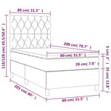 Letto a Molle con Materasso e LED Blu Scuro 80x200cm in Velluto
