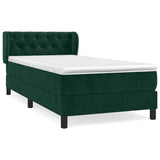 Giroletto a Molle con Materasso Verde Scuro 80x200 cm Velluto