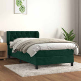 Giroletto a Molle con Materasso Verde Scuro 80x200 cm Velluto