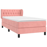 Giroletto a Molle con Materasso Rosa 90x200 cm in Velluto