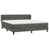 Giroletto a Molle con Materasso Grigio Scuro 160x200 cm Velluto