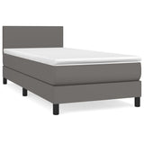 Giroletto a Molle con Materasso Grigio 90x190 cm in Similpelle