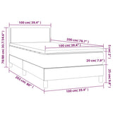 Giroletto a Molle con Materasso Grigio Scuro 100x200 cm Velluto