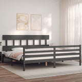 Giroletto con Testiera Grigio 200x200 cm in Legno Massello