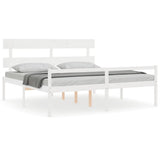 Letto per Anziani con Testiera Bianco 200x200 cm Legno Massello