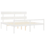 Letto per Anziani con Testiera Bianco 200x200 cm Legno Massello