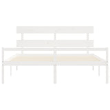 Letto per Anziani con Testiera Bianco 200x200 cm Legno Massello