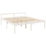 Letto per Anziani con Testiera Bianco 200x200 cm Legno Massello