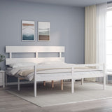 Letto per Anziani con Testiera Bianco 200x200 cm Legno Massello