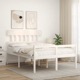 Letto per Anziani con Testiera Bianco 140x190 cm Legno Massello