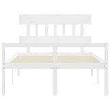 Letto per Anziani con Testiera Bianco 140x190 cm Legno Massello