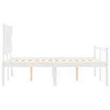 Letto per Anziani con Testiera Bianco 140x190 cm Legno Massello