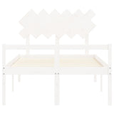 Letto per Anziani con Testiera Bianco Double in Legno Massello