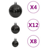 Set Palline di Natale 111 pz Nero in Polistirene