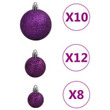 Set Palline di Natale 111 pz Viola in Polistirene