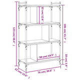 Libreria Grigio Sonoma 4 Ripiani 76x32x123 cm Legno truciolato