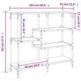 Tavolo Consolle Rovere Fumo 103x32x95 cm Legno truciolato