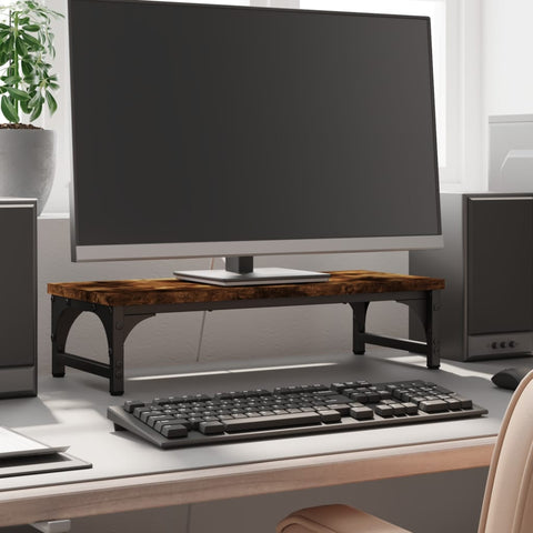Supporto per Monitor Rovere Fumo 55x23x14 cm Legno truciolato