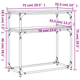 Tavolino Consolle Nero 75x35,5x75 cm in Legno truciolato