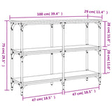 Tavolo Consolle Rovere Fumo 100x29x75 cm in Legno truciolato