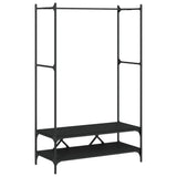 Appendiabiti con Scaffali Nero in Legno truciolato