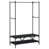Appendiabiti con Scaffali Nero in Legno truciolato