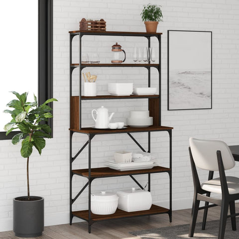 Scaffale Cucina 6Ripiani Rovere Marrone 90x40x180cm truciolato