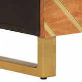 Mobile Porta TV Marrone e Nero 100x33,5x46 cm in Legno di Mango