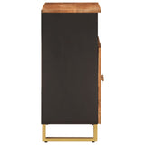 Mobiletto Marrone e Nero 60x33,5x75 cm Legno Massello di Mango