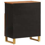 Mobiletto Marrone e Nero 60x33,5x75 cm Legno Massello di Mango
