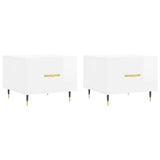 Tavolini Salotto 2pz Bianco Lucido 50x50x40cm Legno truciolato