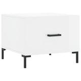 Tavolino da Salotto Bianco Lucido 50x50x40 cm Legno truciolato