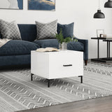 Tavolino da Salotto Bianco Lucido 50x50x40 cm Legno truciolato