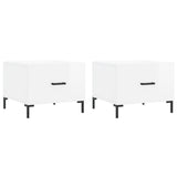 Tavolini Salotto 2pz Bianco Lucido 50x50x40cm Legno truciolato