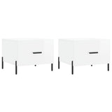 Tavolini Salotto 2pz Bianco Lucido 50x50x40cm Legno truciolato
