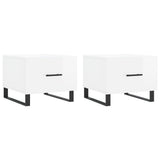 Tavolini Salotto 2pz Bianco Lucido 50x50x40cm Legno truciolato